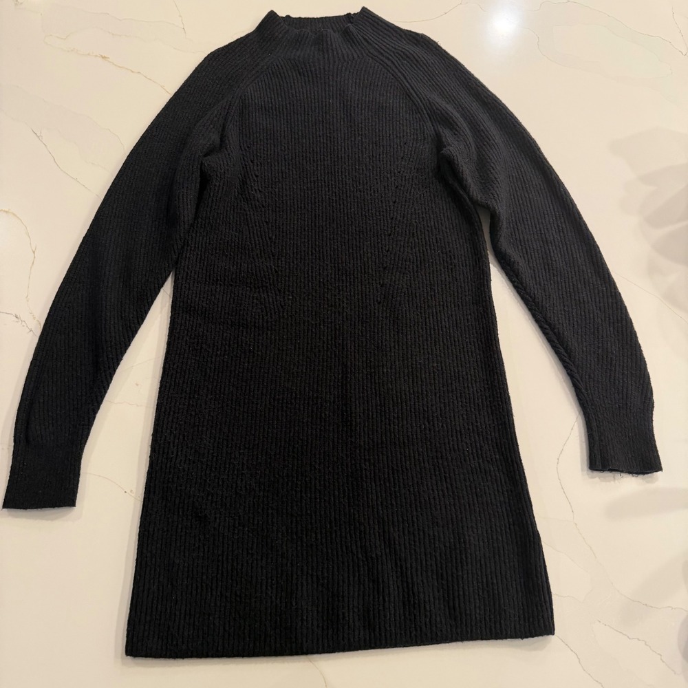 Abercrombie & Fitch Black Ribbed‎ Mock Neck Sweater Dress Medium Long Sleeve